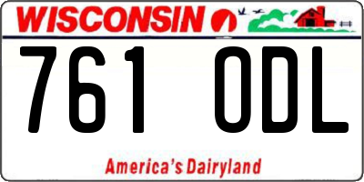 WI license plate 761ODL