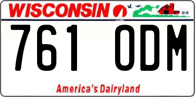 WI license plate 761ODM