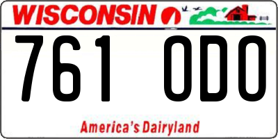 WI license plate 761ODO