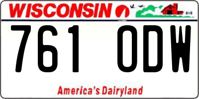 WI license plate 761ODW