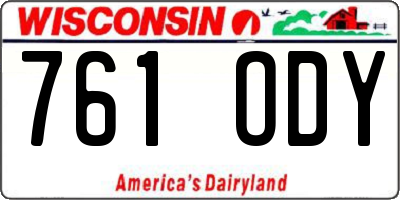 WI license plate 761ODY