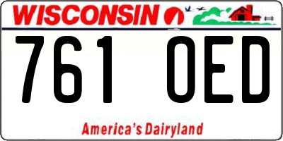 WI license plate 761OED