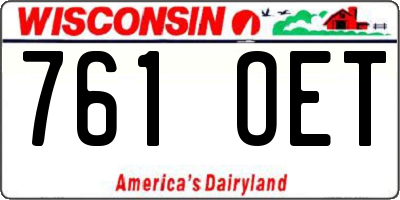 WI license plate 761OET