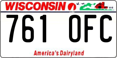 WI license plate 761OFC