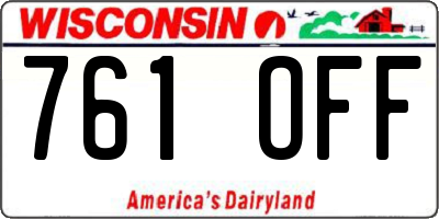 WI license plate 761OFF
