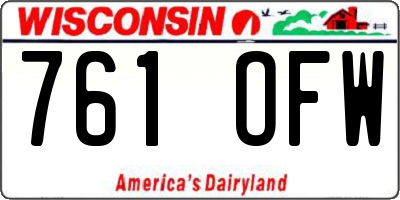 WI license plate 761OFW