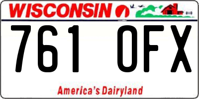 WI license plate 761OFX