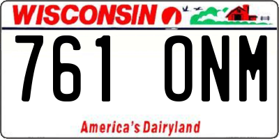 WI license plate 761ONM