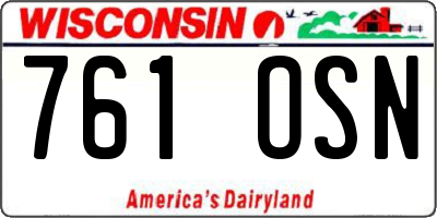 WI license plate 761OSN