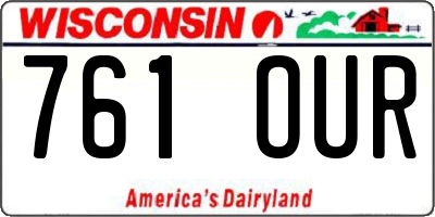 WI license plate 761OUR