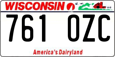 WI license plate 761OZC