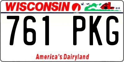 WI license plate 761PKG