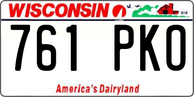 WI license plate 761PKO