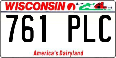 WI license plate 761PLC