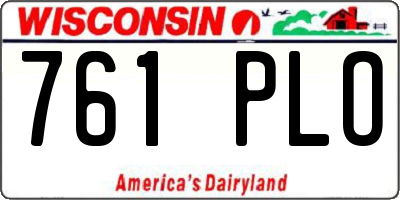 WI license plate 761PLO