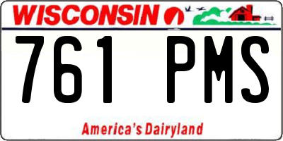 WI license plate 761PMS