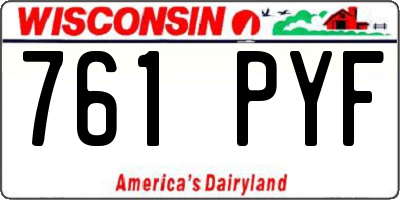 WI license plate 761PYF