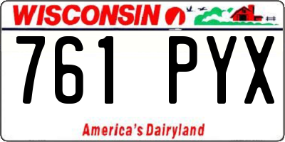 WI license plate 761PYX