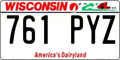 WI license plate 761PYZ
