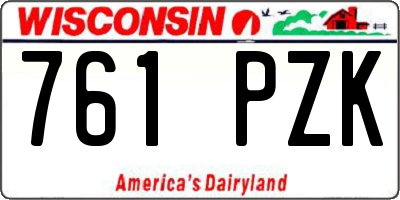 WI license plate 761PZK