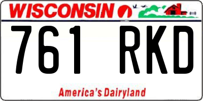 WI license plate 761RKD