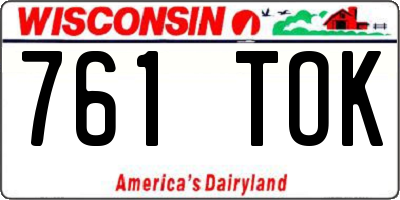 WI license plate 761TOK