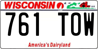 WI license plate 761TOW