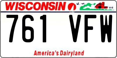WI license plate 761VFW