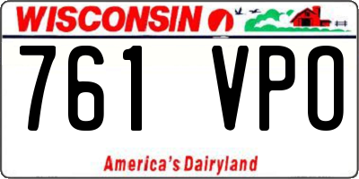 WI license plate 761VPO
