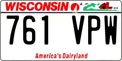WI license plate 761VPW