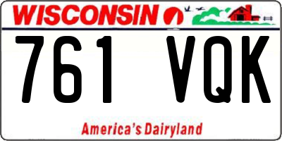 WI license plate 761VQK