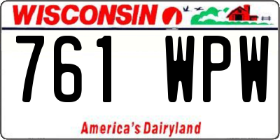 WI license plate 761WPW