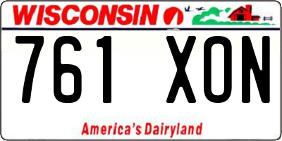 WI license plate 761XON