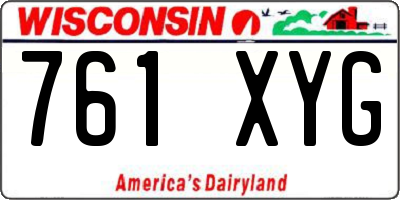 WI license plate 761XYG