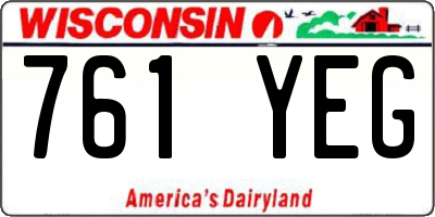 WI license plate 761YEG
