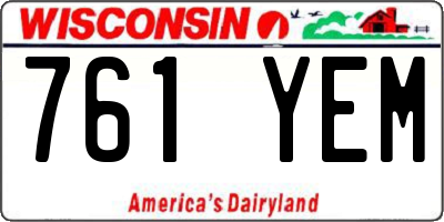 WI license plate 761YEM