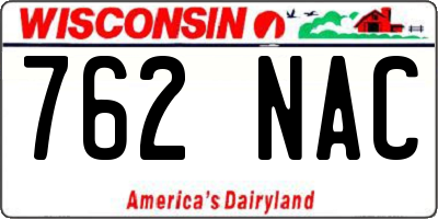 WI license plate 762NAC