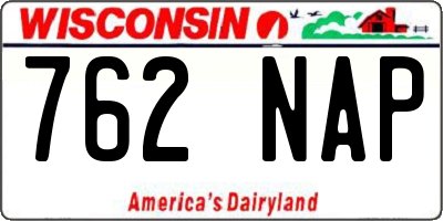 WI license plate 762NAP