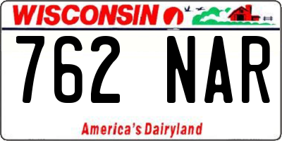 WI license plate 762NAR