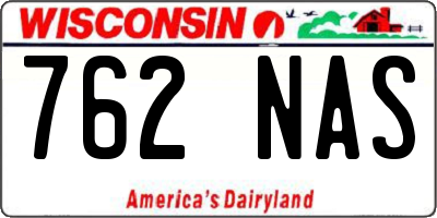 WI license plate 762NAS