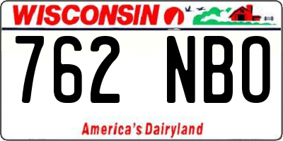 WI license plate 762NBO