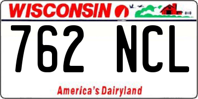WI license plate 762NCL