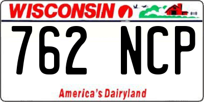 WI license plate 762NCP