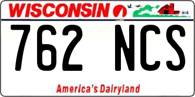 WI license plate 762NCS