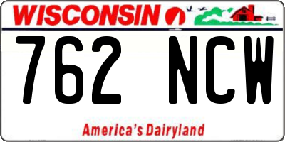WI license plate 762NCW