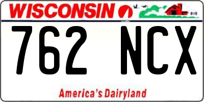 WI license plate 762NCX