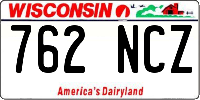 WI license plate 762NCZ