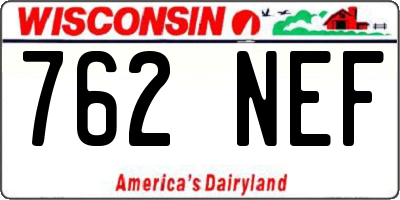 WI license plate 762NEF