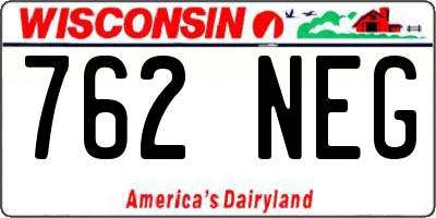 WI license plate 762NEG