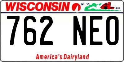 WI license plate 762NEO